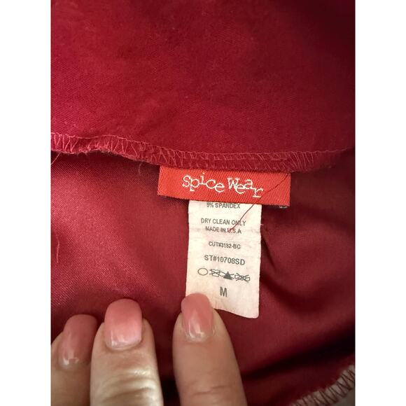 00's vintage red faux suede y2k bodycon pants MEDIUM - Picture 9 of 9